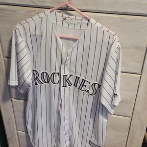 Majestic Rockies Pinstripe Jersey Morneau